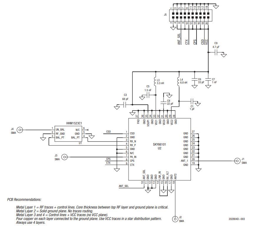 Schematic - Skyworks Solutions Inc. SKY66101-11EK1 Evaluation Board